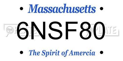 6NSF80 Massachusetts License Plate