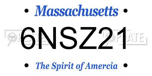 6NSZ21 Massachusetts License Plate