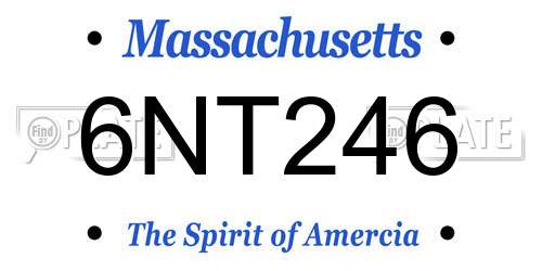 6NT246 Massachusetts License Plate