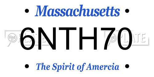 6NTH70 Massachusetts License Plate