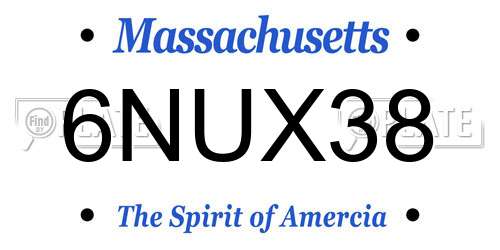 6NUX38 Massachusetts License Plate