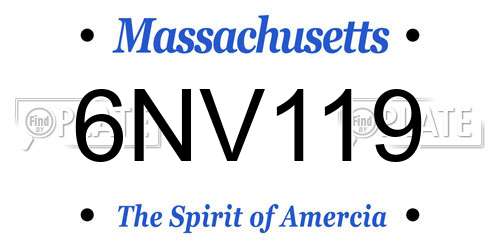 6NV119 Massachusetts License Plate