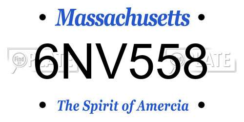 6NV558 Massachusetts License Plate