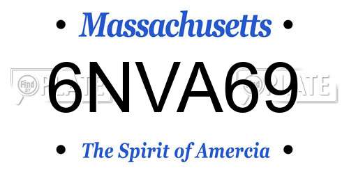 6NVA69 Massachusetts License Plate