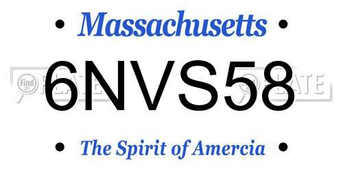 6NVS58 Massachusetts License Plate
