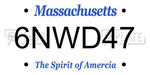 6NWD47 Massachusetts License Plate