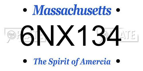 6NX134 Massachusetts License Plate