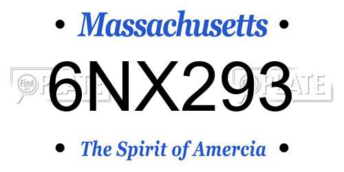 6NX293 Massachusetts License Plate