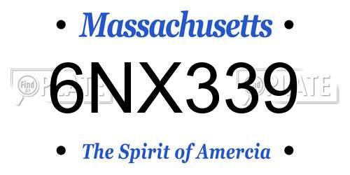 6NX339 Massachusetts License Plate