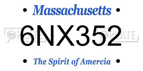 6NX352 Massachusetts License Plate