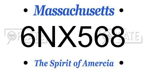 6NX568 Massachusetts License Plate