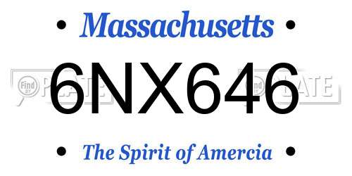 6NX646 Massachusetts License Plate