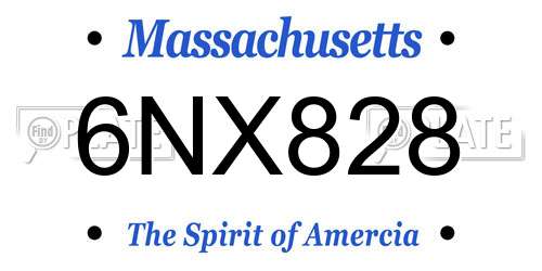 6NX828 Massachusetts License Plate