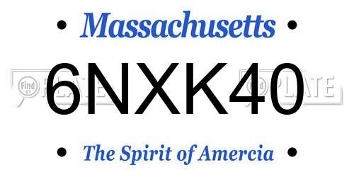6NXK40 Massachusetts License Plate