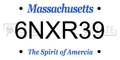 6NXR39 Massachusetts License Plate