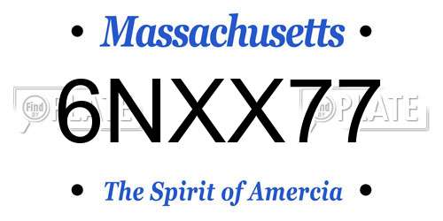 6NXX77 Massachusetts License Plate