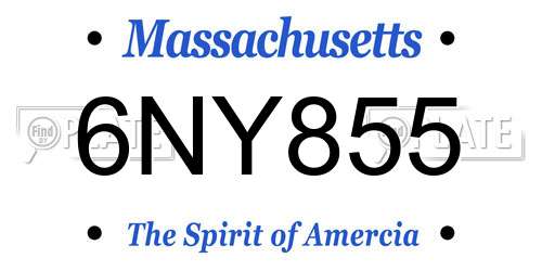 6NY855 Massachusetts License Plate