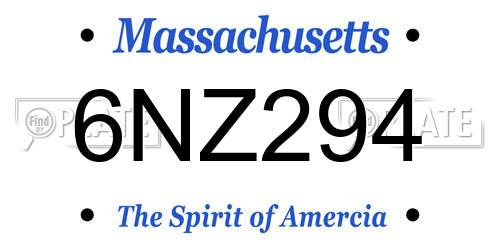 6NZ294 Massachusetts License Plate