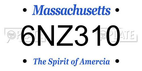 6NZ310 Massachusetts License Plate