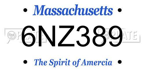 6NZ389 Massachusetts License Plate