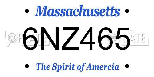 6NZ465 Massachusetts License Plate
