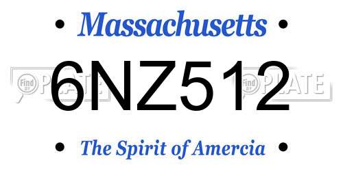 6NZ512 Massachusetts License Plate