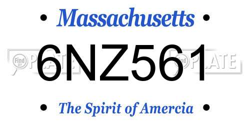 6NZ561 Massachusetts License Plate