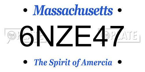 6NZE47 Massachusetts License Plate