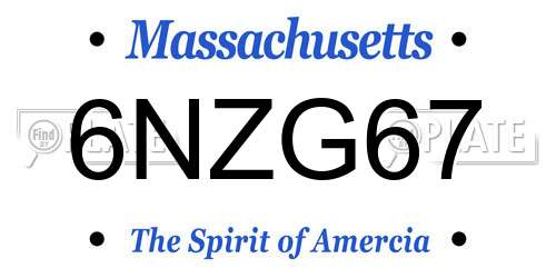 6NZG67 Massachusetts License Plate