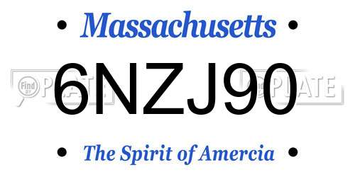 6NZJ90 Massachusetts License Plate