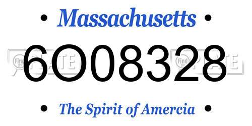 6O08328 Massachusetts License Plate