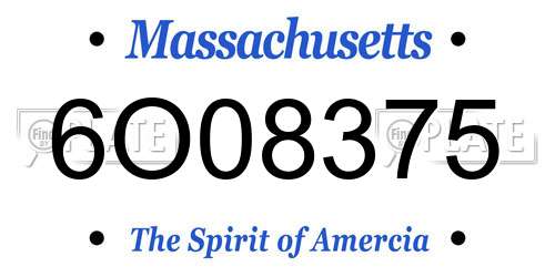 6O08375 Massachusetts License Plate