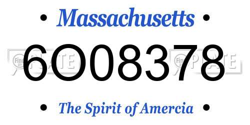 6O08378 Massachusetts License Plate