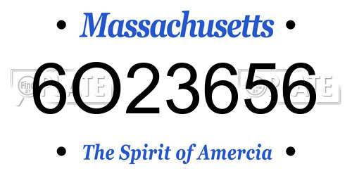 6O23656 Massachusetts License Plate