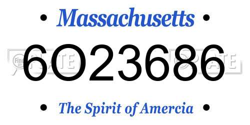 6O23686 Massachusetts License Plate