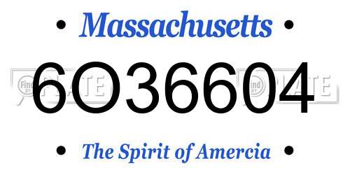 6O36604 Massachusetts License Plate
