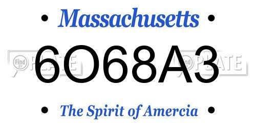 6O68A3 Massachusetts License Plate