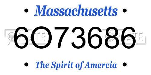 6O73686 Massachusetts License Plate