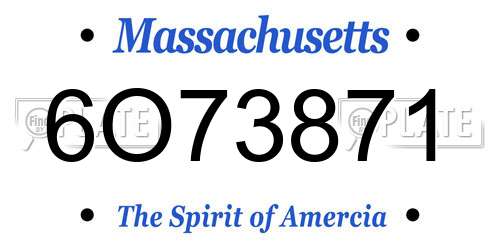 6O73871 Massachusetts License Plate