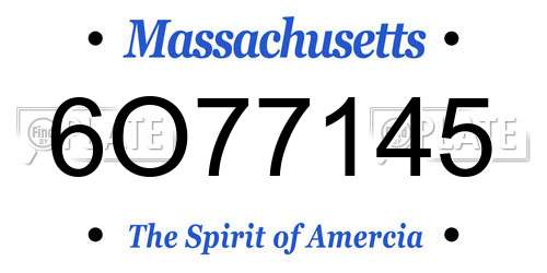 6O77145 Massachusetts License Plate