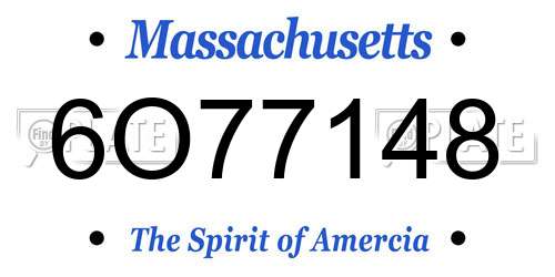 6O77148 Massachusetts License Plate