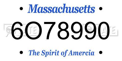 6O78990 Massachusetts License Plate