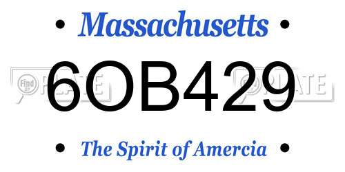 6OB429 Massachusetts License Plate