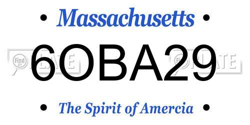 6OBA29 Massachusetts License Plate