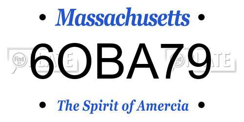 6OBA79 Massachusetts License Plate