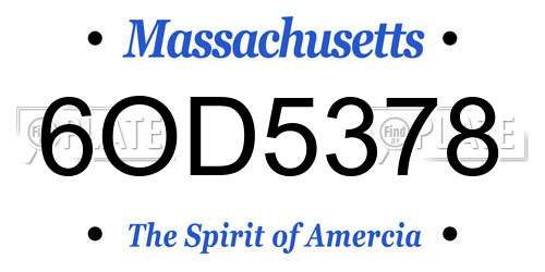 6OD5378 Massachusetts License Plate