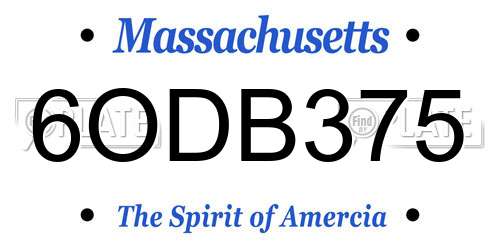 6ODB375 Massachusetts License Plate