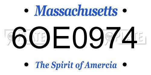 6OE0974 Massachusetts License Plate