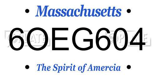 6OEG604 Massachusetts License Plate