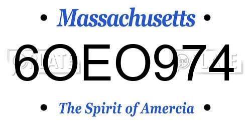 6OEO974 Massachusetts License Plate